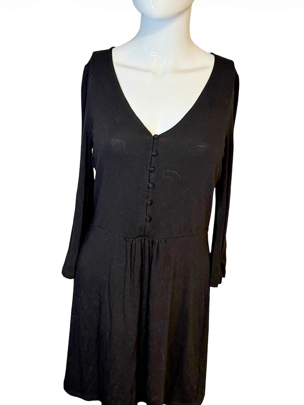 Black Long Sleeve Mini Dress Size 6 - Picture 1 of 8